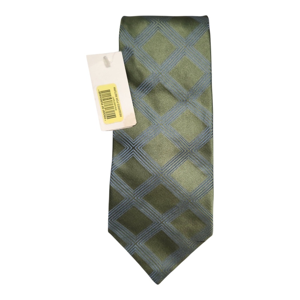 Murano Olive Green Blue‎ Plaid 100% Silk Necktie Men's Business Formal Office